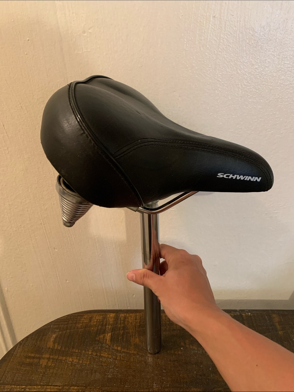 Schwinn VXV Showell Vintage Black Cruiser Saddle with Coil Spring and Post